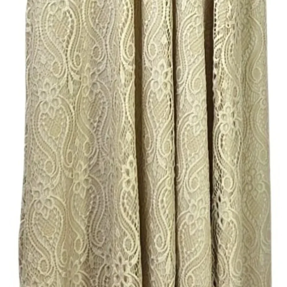 Karen-T Design Womens Lace Maxi Faux-Wrap Dress 2X Beige Long Sleeve Elegant Gow - Picture 5 of 6